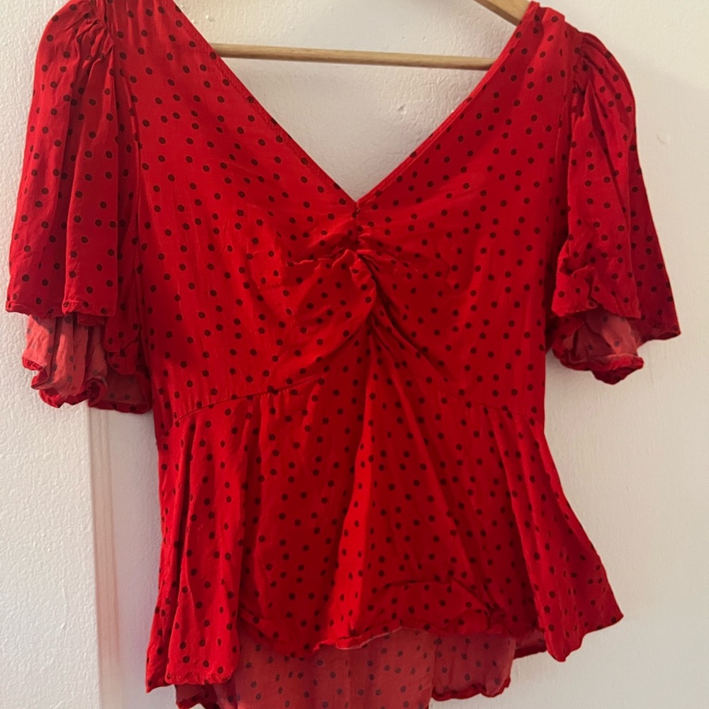 Red Polka Dot Women's Top